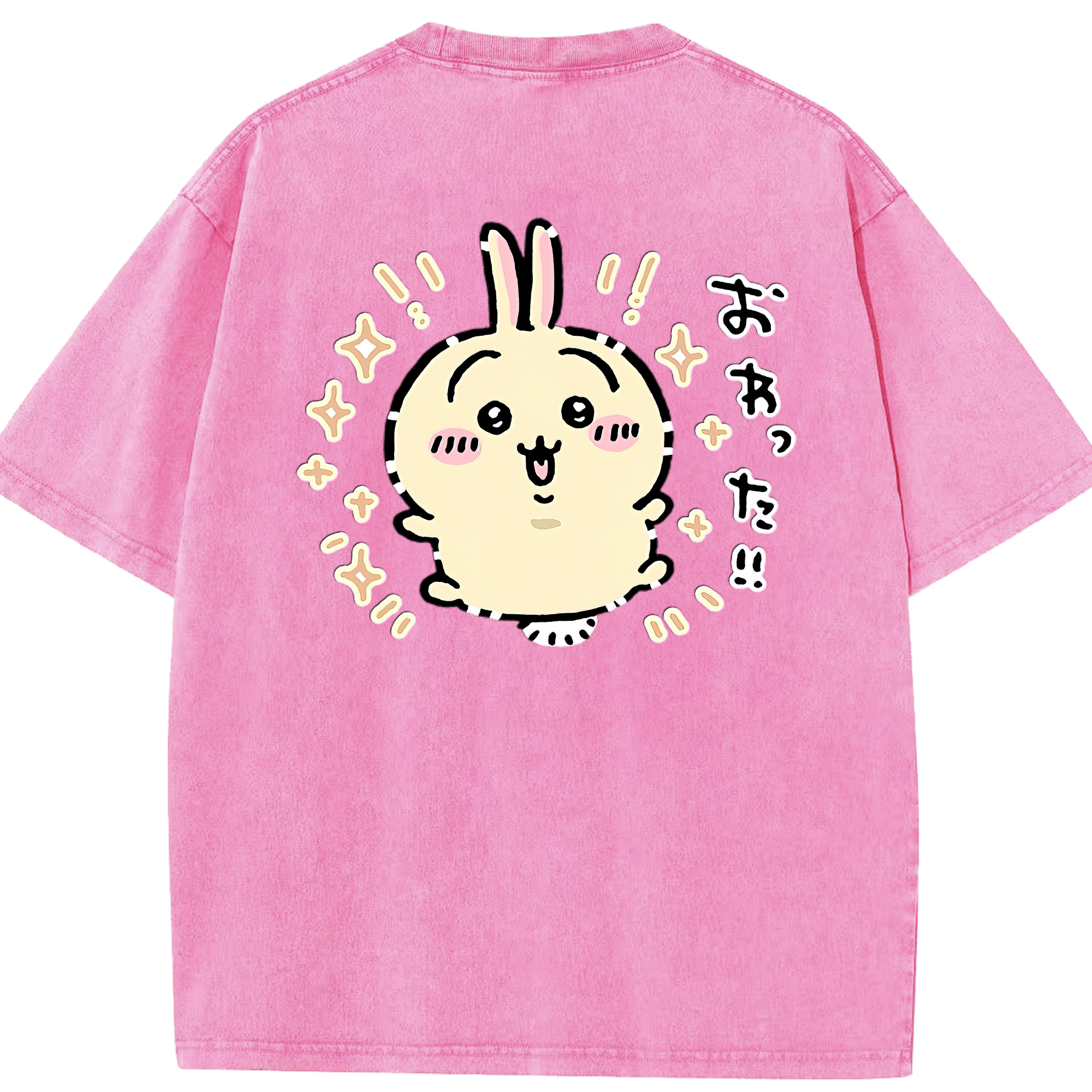 （画像用） ちいかわ うさぎ Chii-kawa usagi 綿100% ヴィンテージ風 半袖Tシャツ（背面プリント）